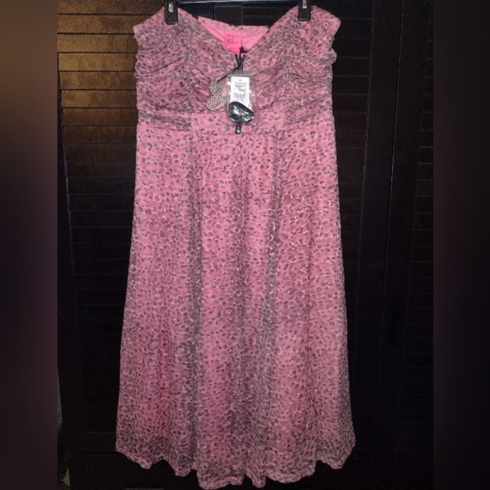 NWT Betsey Johnson X Torrid Pink Tulle Sweetheart Leopard Midi Dress Size 16